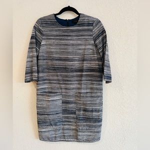 COS blue and white 3/4-Sleeve Shift Dress; European Size: 34